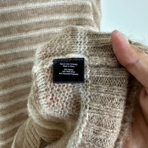 Jenni Kayne Women's Alpaca Cocoon Crew Neck Sweater L Stripe Minimalist Contempo - Picture 8 of 13